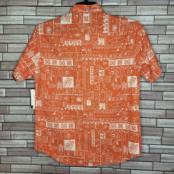 New Burnside Men's Size Medium Shirt Orange Button Short Sleeve Comfy Top - Picture 2 of 10